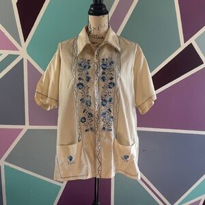 Vintage Hand Embroidered Guayabera